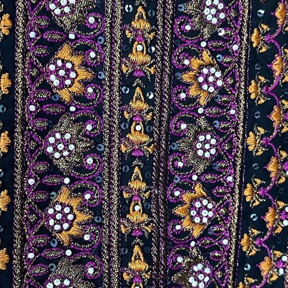 SAILOR  BLACK  EMBROIDERED BOHEMIAN BABYDOLL BELL SLEEVE MINI DRESS SIZE M‎ - Picture 9 of 13